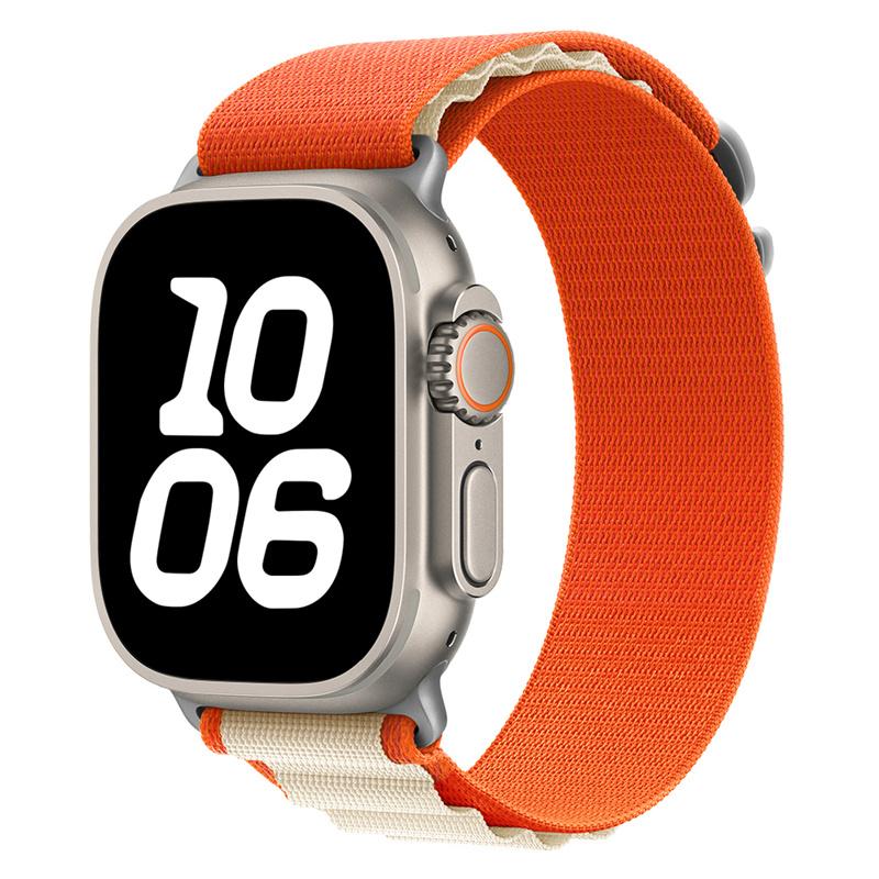 

Alpine loop для Apple watch Ultra 2 Band 49 мм 44 мм 45 мм 46 мм 40 мм 41 мм 42 мм 38 мм браслет correa iwatch series 10 9 8 7 SE 6 5 4 3 ремешок 49/45/44/42/46（S10） оранжевый/серый