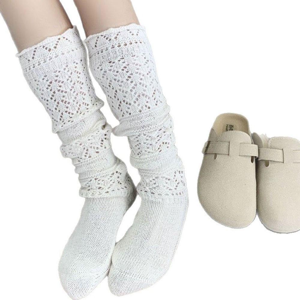 Breathable Hollow Calf Socks Knitted Mid Tube Socks New Stacked Long Tube Socks Women Girls