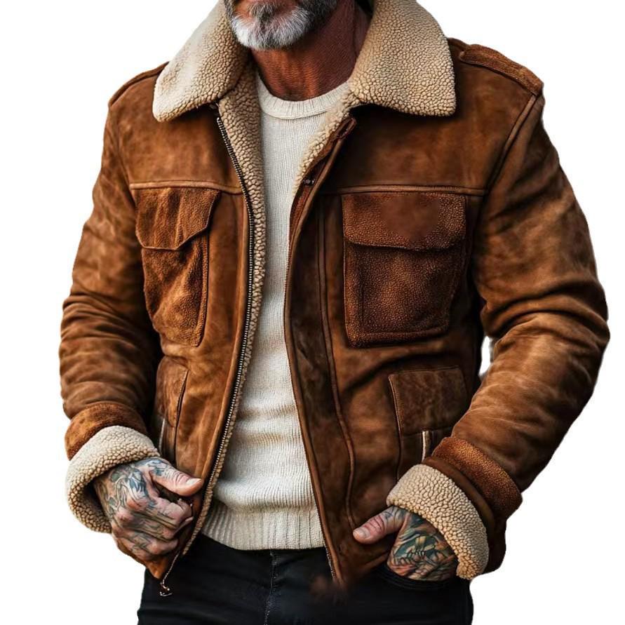 Men's Retro Lapel Multi-pocket Jacket - 2025 Autumn/Winter European and American Style