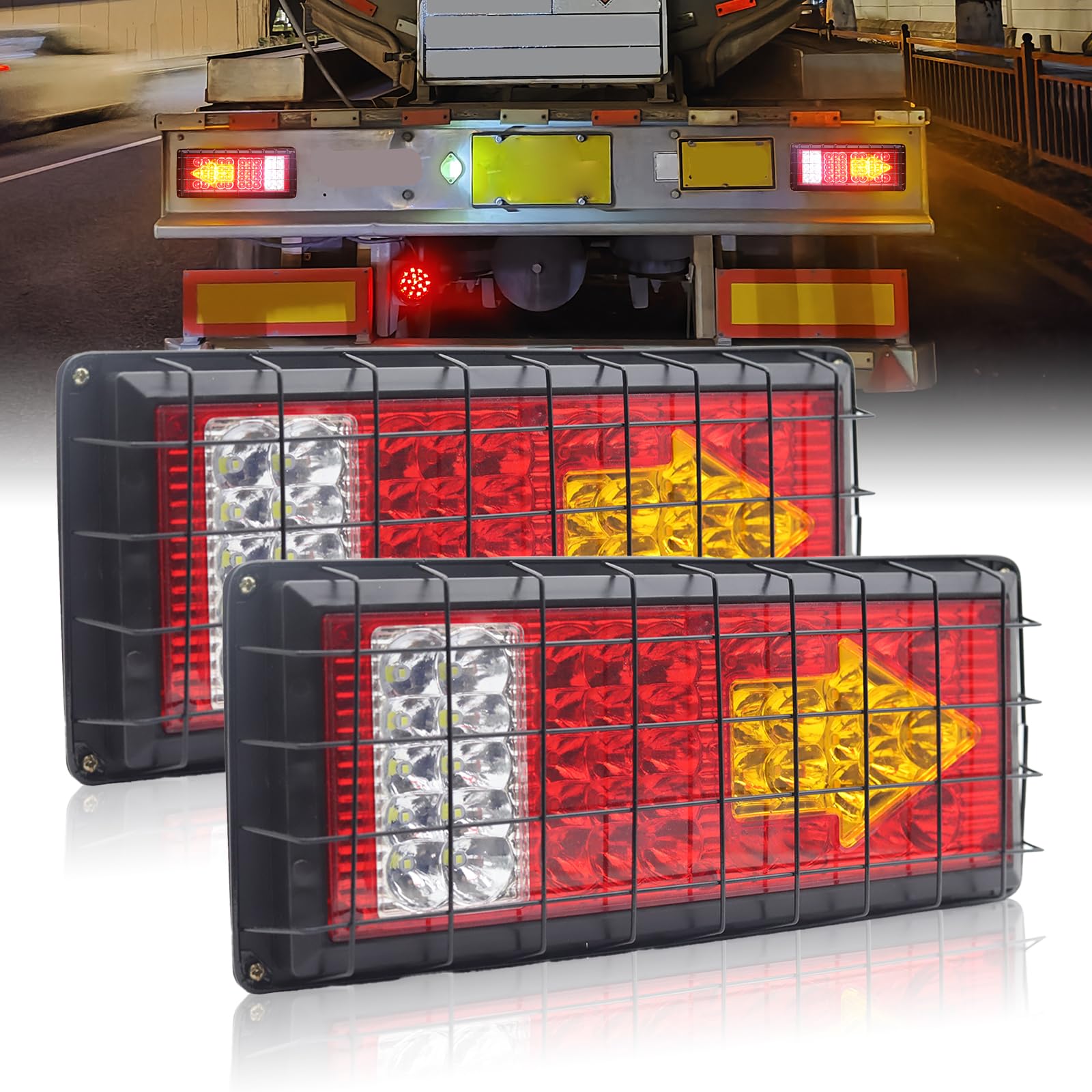 

Комплект из 2 светодиодных задних фонарей для прицепа и светодиодных фар высокой интенсивности для грузовика, габаритных огней, желтого, красного, белого цвета, устойчивых, водонепроницаемых, пыленепроницаемых,