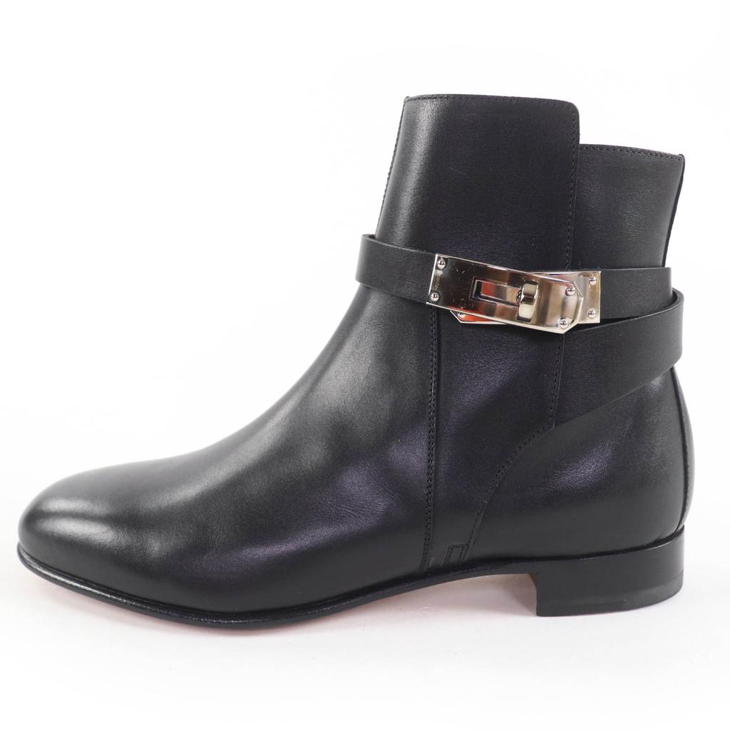 Ausgezeichnete HERMES Kurzstiefel Neo Kelly Schnalle Leder schwarzes Leder Damen 35.5 Gebraucht