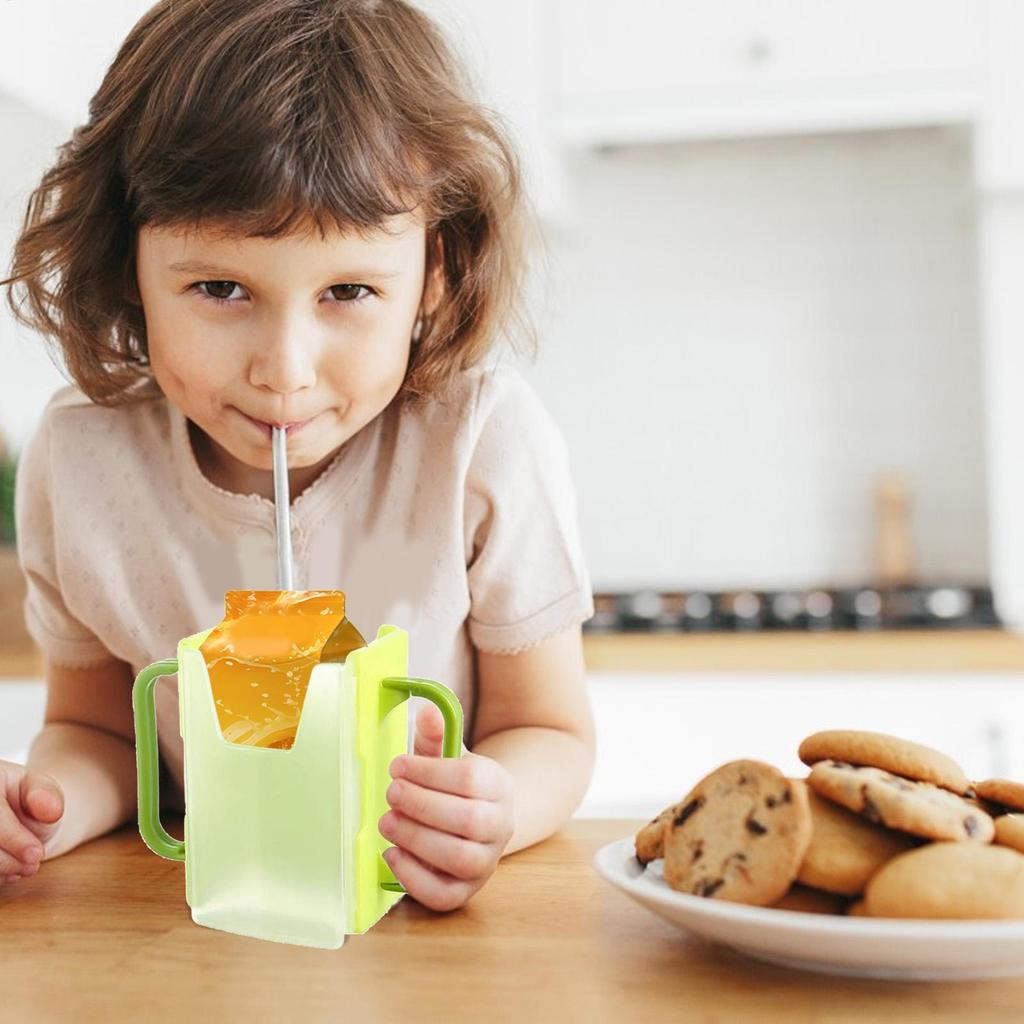 1PC Infant Anti-Spill Bottle Cup Milk Holder Plastic Foldable Baby Toddler Juice Box Drinking Milk Box Holder