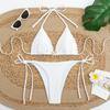 JYL-SW103 Solid Lace-Up Two-Piece Bikini, Conservative Beach Swimwear For Spa