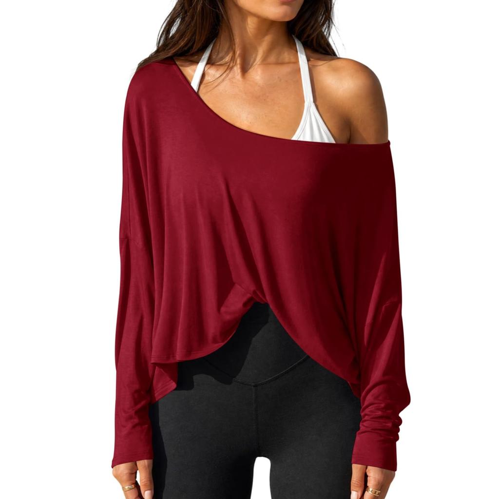 T-shirt da donna a maniche lunghe, casual, girocollo, colorata, per l'uso quotidiano