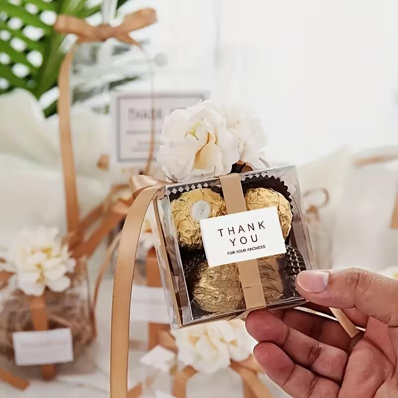 50/100pcs Transparent Plastic Gift Boxes Clear PVC Folding Box for Wedding Parties Bulk Gift Candy Chocolate Packaging Box Decor