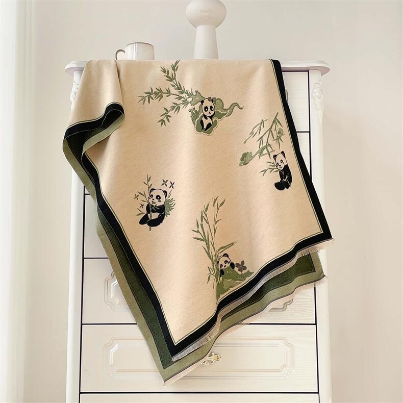 Panda Style Women's Imitation Cashmere Jacquard Tassel Shawl