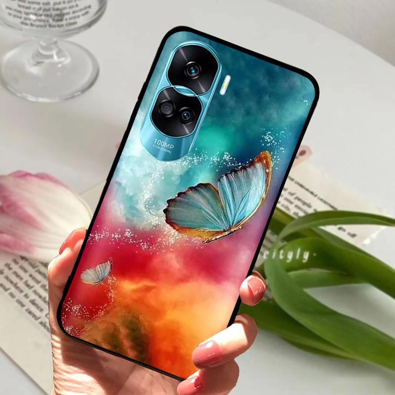 Voor Honor 90 Lite Honor90 Pro 5G Hoesje Siliconen Zacht Geschilderd Zwart Bumper Funda Coque voor HONOR 90 Pro 90Lite Beschermtas