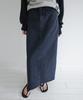 Leuba Rear-Slit Denim Long Skirt - Stone Navy