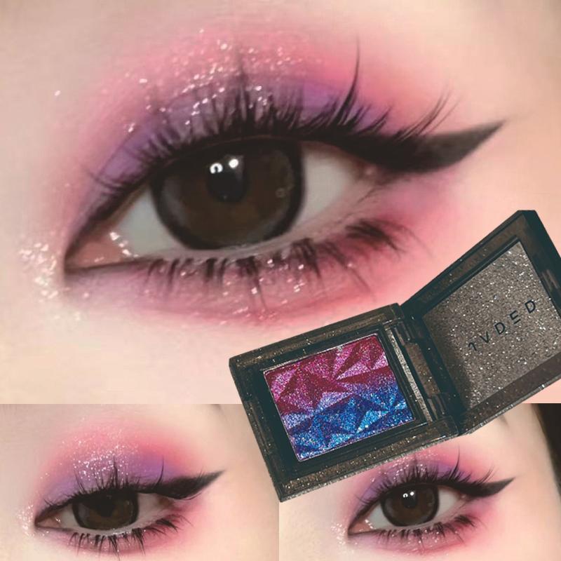 Gradient Pearlescent Purple Eye Shadow Pressed Pigments Metallic Diamond Glitter Blue Eyeshadow Sparkling Eye Highlighter Makeup