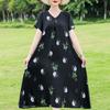Elegant Women's Dresses Summer Vintage Clothes Plus Size Short Sleeve Casual Loose Long Dress