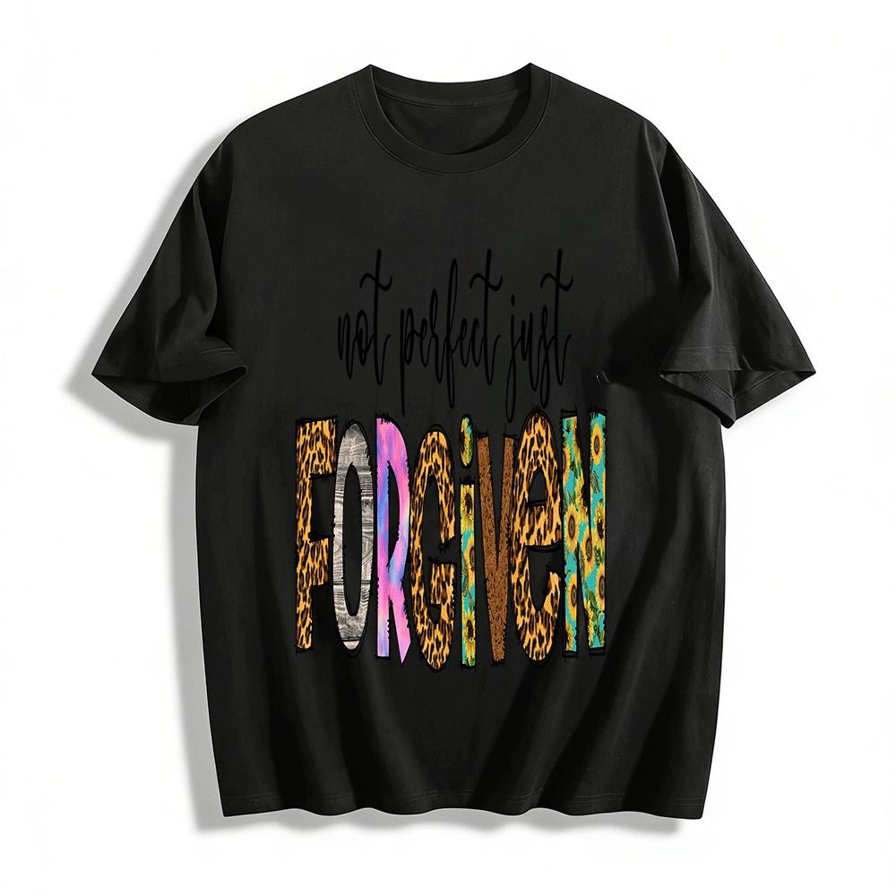 Not Perfect Just Forgiven Graphic Tee Vintage Print Casual Top Pure cotton T-shirt XXS