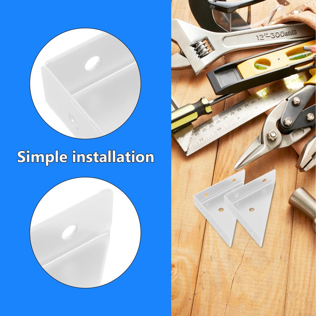 4Pcs Stainless Steel Corner Brackets Fixed Angle Bed Brackets Furniture Fastening Supports Triangular Design Pre Drilled Holes