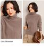 2024 Korean Style Reverse Stitch Turtleneck Cashmere Sweater for Women