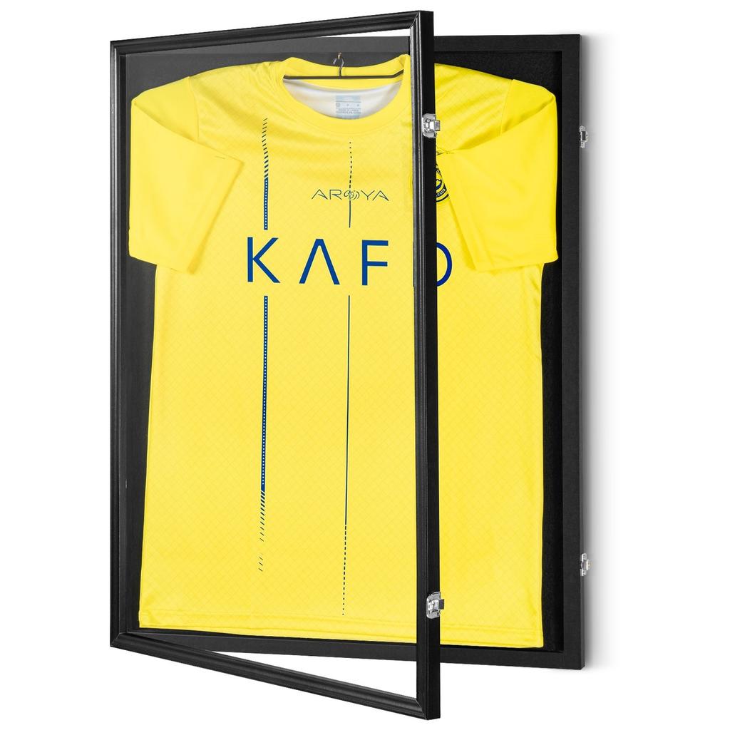 Jersey Display Frame Case, 23.3 X 31.2 X 1.5 In, Large Lockable Sport Jersey Shadow Box with 98% UV Protection PC Glass and Hangers, for Baseball