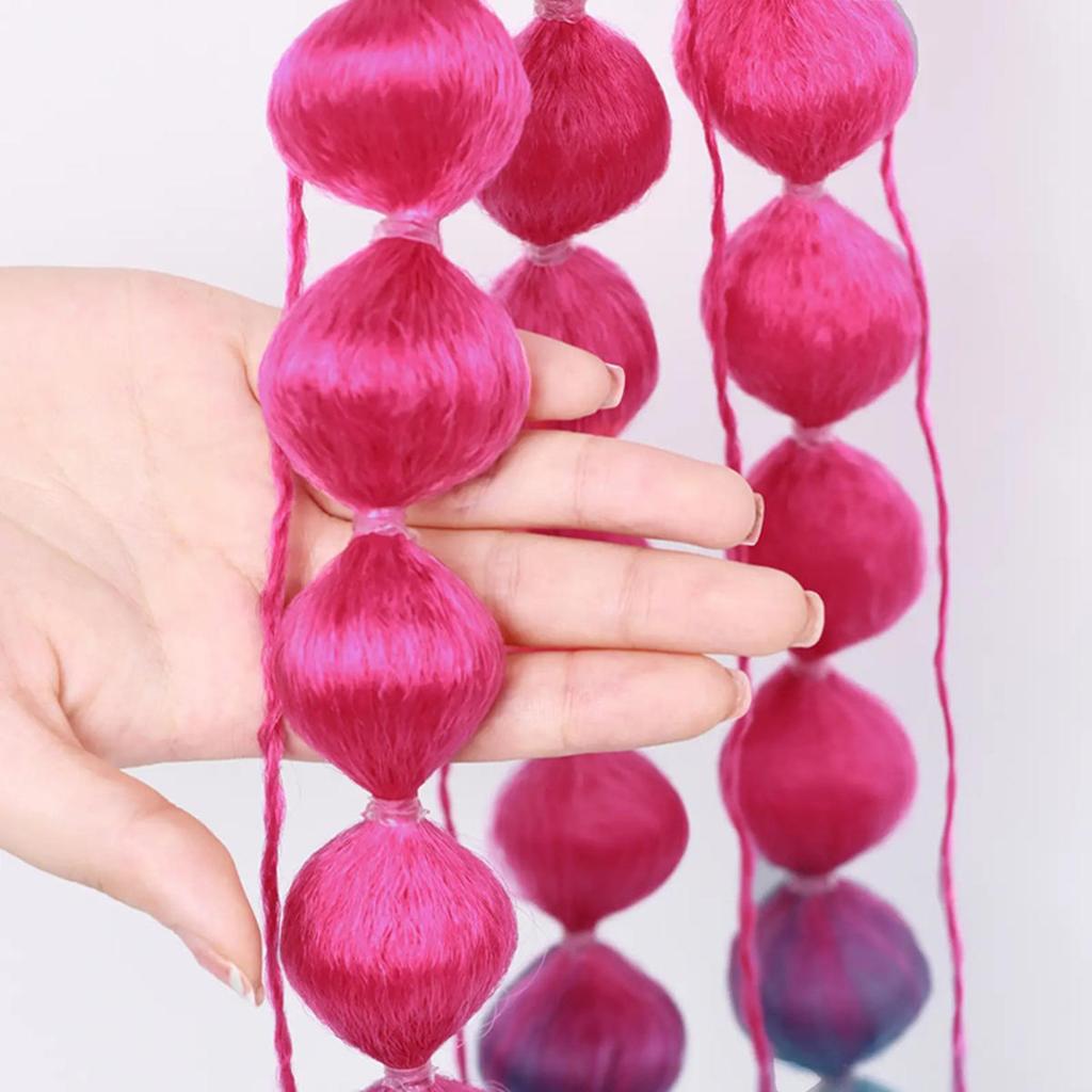 Fashion Women Kids Bubble Ponytail Extension Colored Hair Extensions Handmade Braided Ombre Crazy Hair Day Accessories