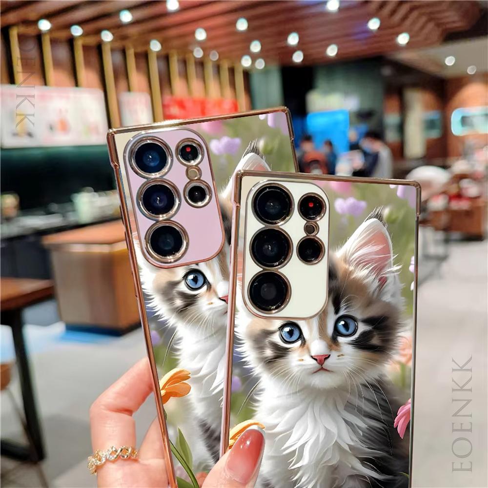 Cat Pattern TPU Case for Samsung Galaxy S24 S25 S23 Ultra/S22 Ultra/S21 FE A54/A34/A14 5G Cute Phone Cover with Adorable Design
