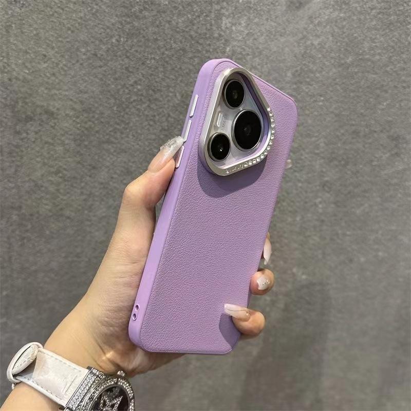 

Подходит для Huawei Mate70pro, Чехол для телефона из гладкой кожи со стразами на объективе, 60 Hina Pura70Ultra Защитный чехол Mate70pro/Pro+ фиолетовый