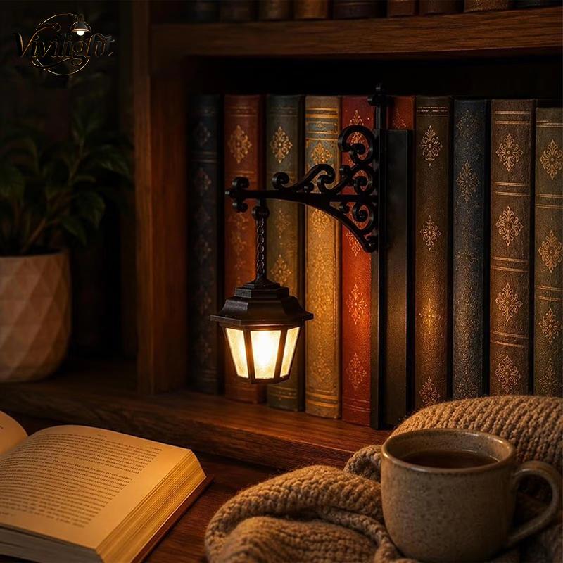 Vintage Bookshelf Lamp Library Lantern Light Library Lantern Bookshelf Light Reading Nook Led Night Lamp Decorative for Home