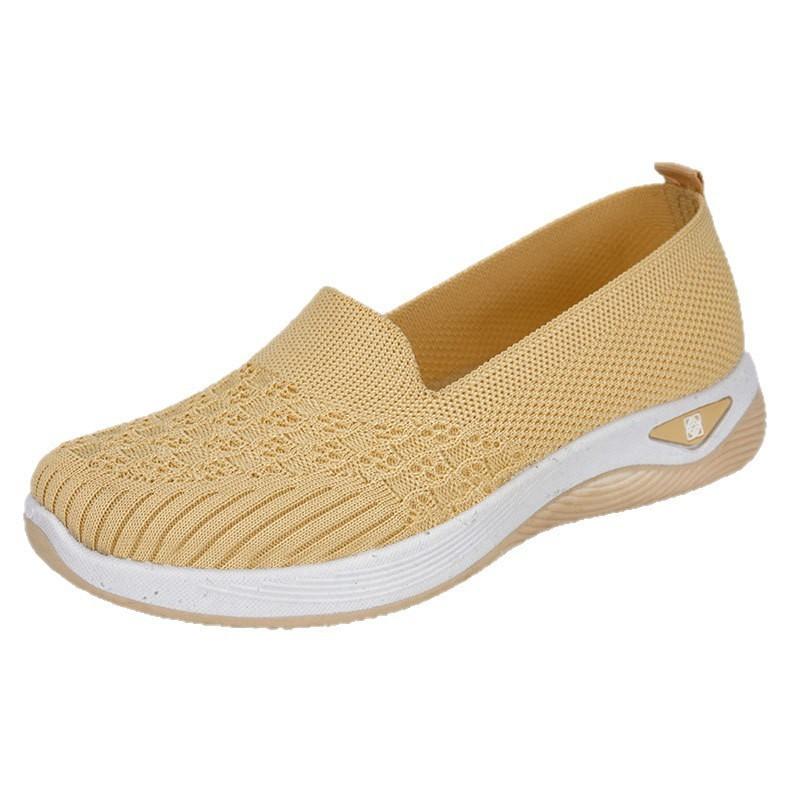Flying Woven Mesh Shoes Women's Breathable One-pedal Lightweight Soft-soled Casual Shoes Versatile Shallow Mouth Flat-soled Walking Shoes Women