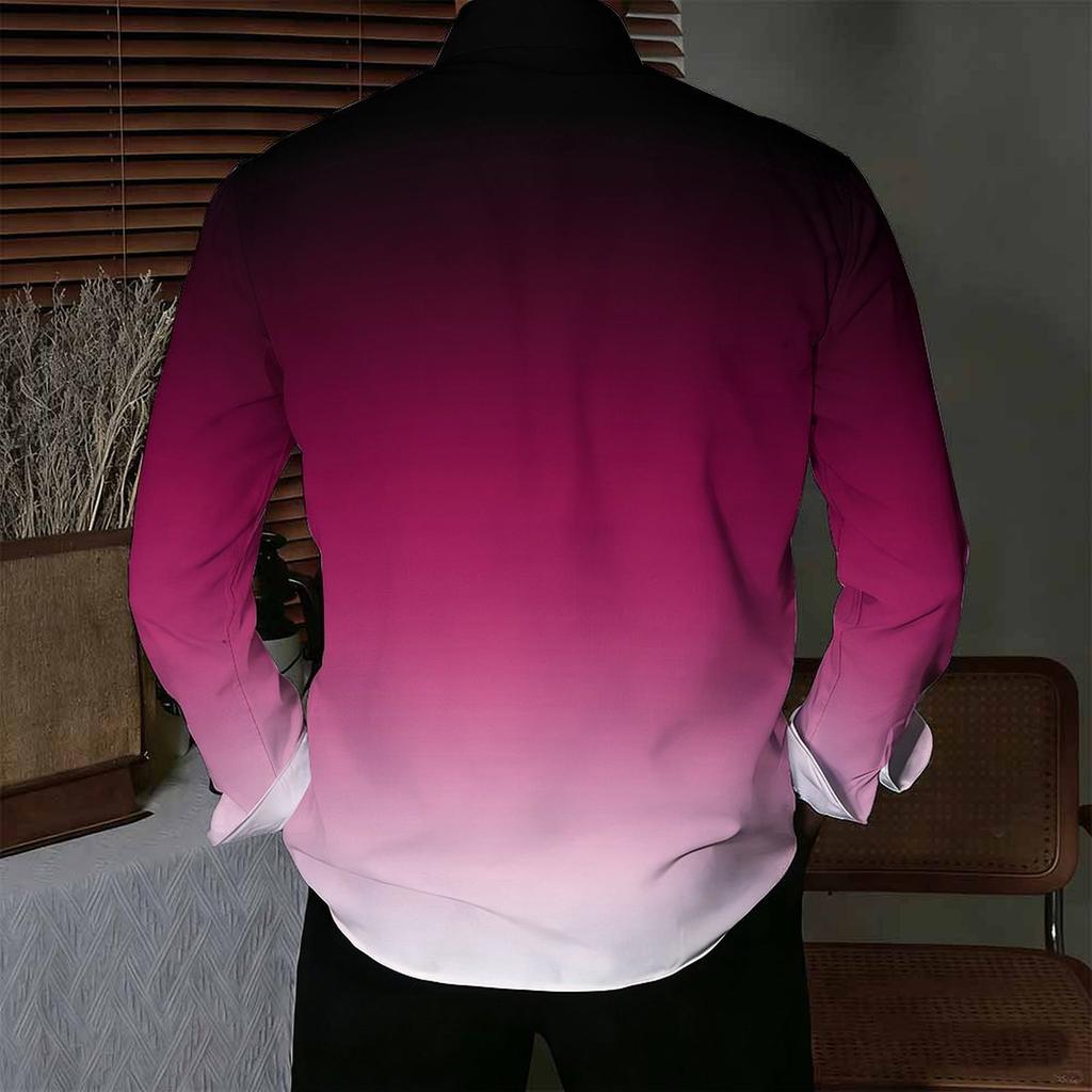 Chemise pour homme à col dégradé violet ton uni manches longues boutonnée