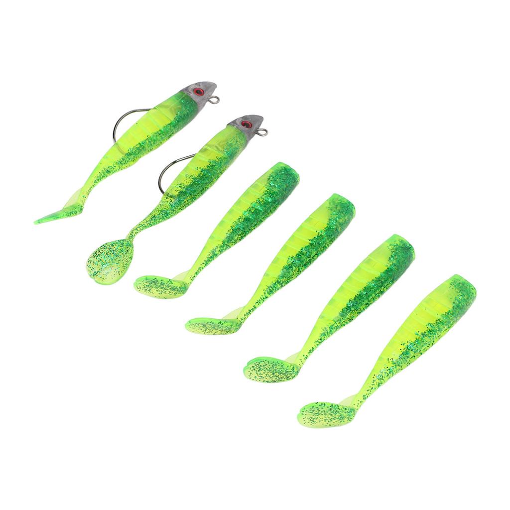 2 Sets Silicone Artificial Fishing Bait Soft Fishing Lure for Saltwater FreshwaterOil Green