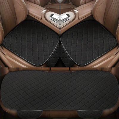 Conjunto de capa para assento de carro 3 peças de algodão e linho Capa universal para assento de carro Almofada para todas as estações Protetor de assento de carro Acessórios internos para carro