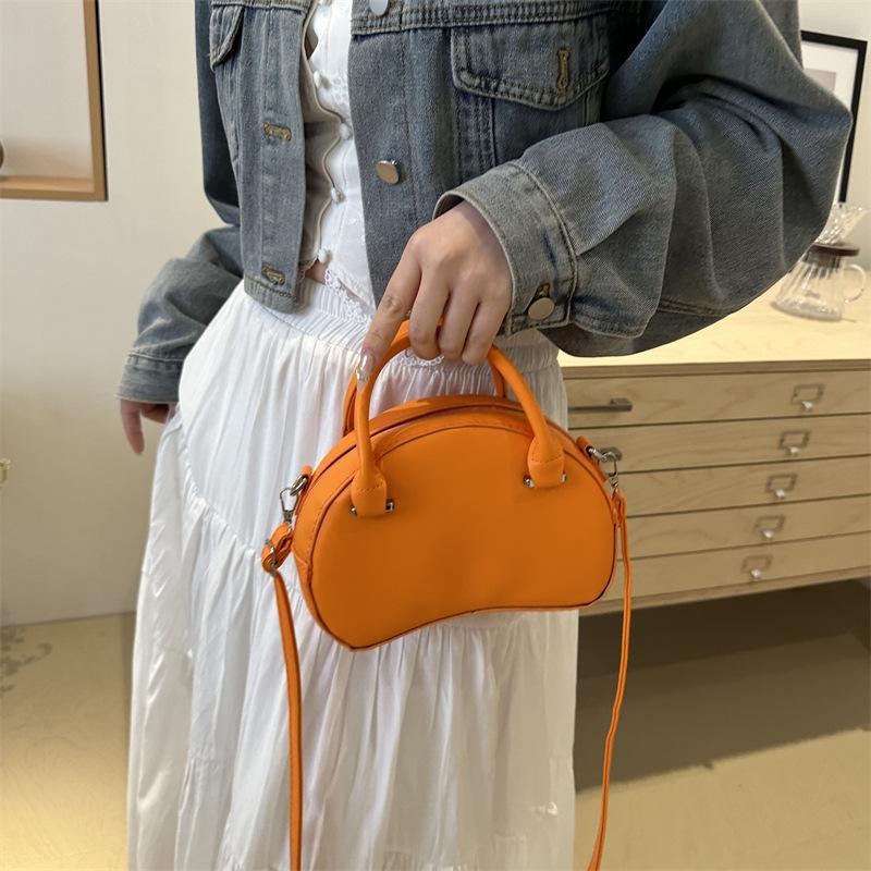 Korean Version of Hand-held Bowling Bag for Women New Fashion Small Square Bag Candy Color Fashionable One-shoulder Crossbody Bag Trendy