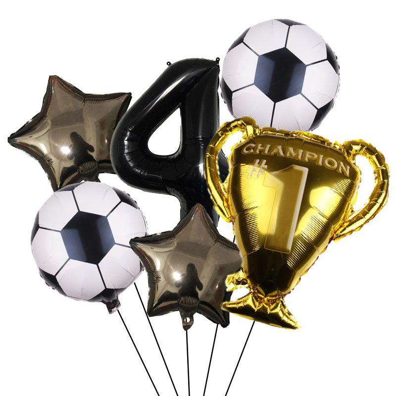 32-inch Digital Football 6-piece Aluminum Film Balloons Set - Birthday Party Gift - World Cup Football Balloons