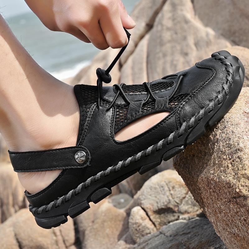 Sandale de vară pentru bărbați Sandale cu plasă de exterior Saboți moi Sandale pentru bărbați Papuci de casă Sandale handmade Sandale romane de exterior
