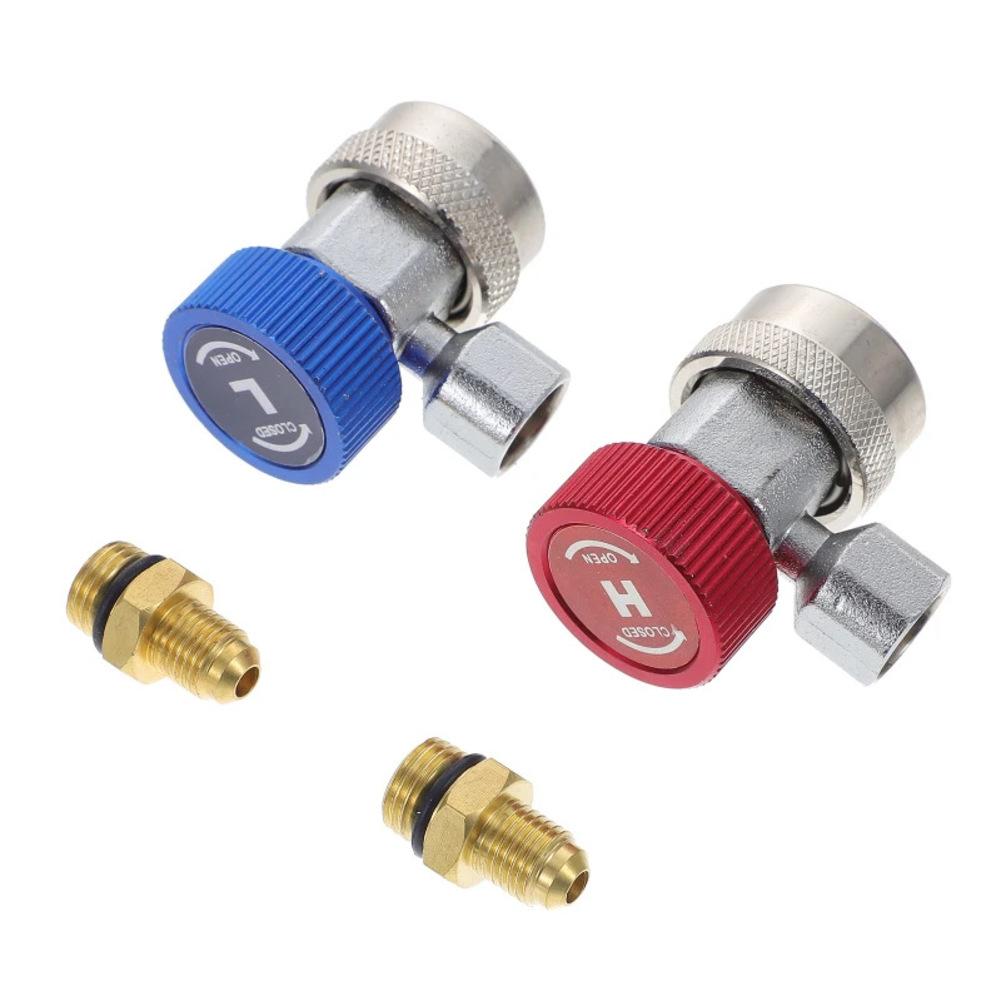 R134A Adapter Hose Set 2PCS for Automotive AC System Maintenance with High and Low Pressure Couplers for Recovery and Charging