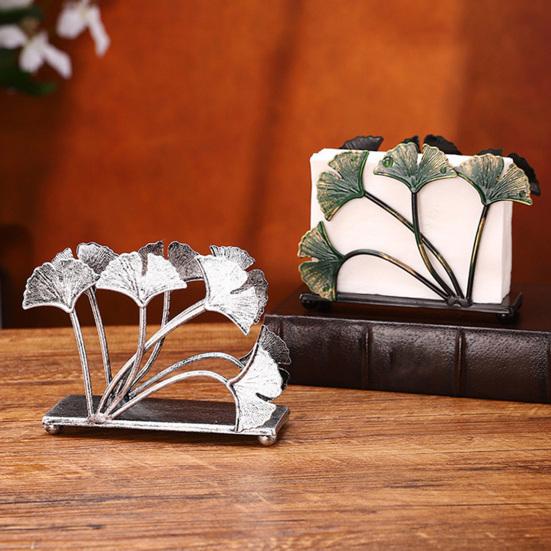 Ginkgo Vertical Napkin Holder Rustic Ginkgo Leaves Napkin Storage Holder Metal Paper Towel Dispenser Kitchen Tabletop Decorative Organizer
