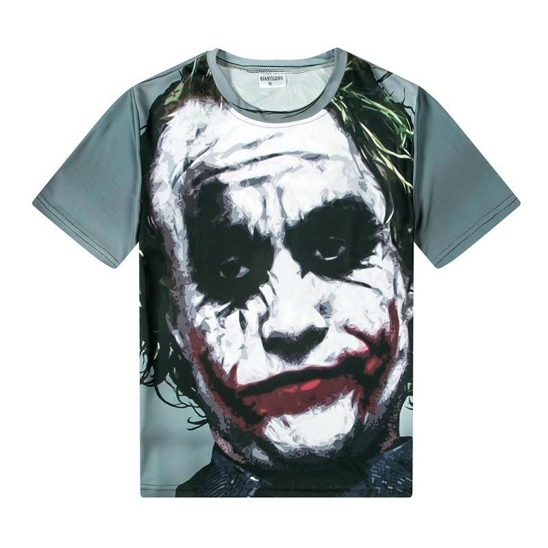 Trendy Joker 3d Print T-shirt Short Sleeve Loose Fit Round Neck Tee Polyester