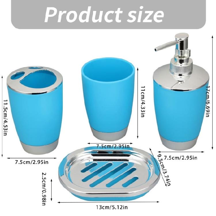 4PCS Complete Bathroom Accessories Storage Set Plastic Container For Soap Toothbrush Cup Soap Dispenser
