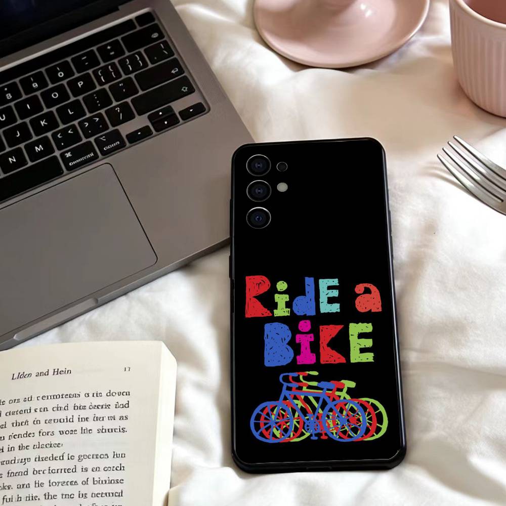 Cycling Bike Phone Case For Samsung S25,24,23,22,30,21,10,9,Ultra,Plus,Lite,FE,4,5 G Soft Black Case