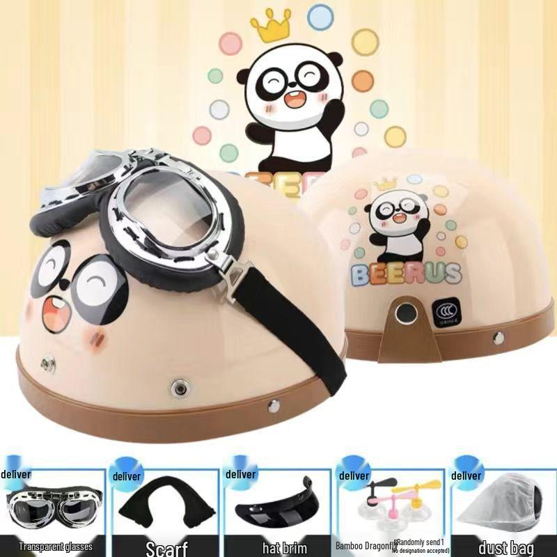 Trendy Street-Style Half Helmet with Eye Protection for Young Riders