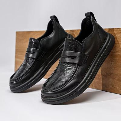 Men's Shoes Leather Spring Business Casual Leather Shoes Trend Versatile Platform Non-slip British Style Men's Loafers