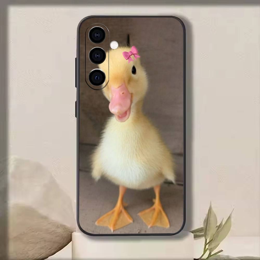 

Ins Cute Bow Duck Phone Case Black Silicone Soft For Samsung Galaxy A73,A72,A71,A70,A53,A52,A51 Samsung a73 5g