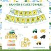 Tractor Birthday Party Decorations, Farm Green Tractor Theme Birthday Decorations Backdrop Balloon Garland Arch Banner Cake Cupcake Topper Tractor