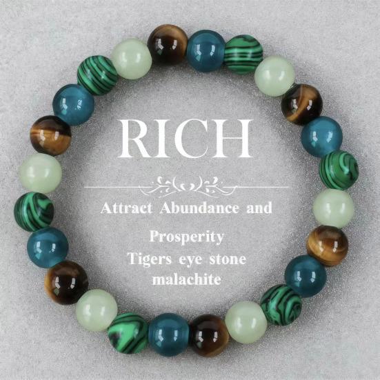 Natural Stone Beaded Bracelets Semi-Precious Gemstones Beaded Bracelets Healing Stretch Round Bead Bracelets for Men Women