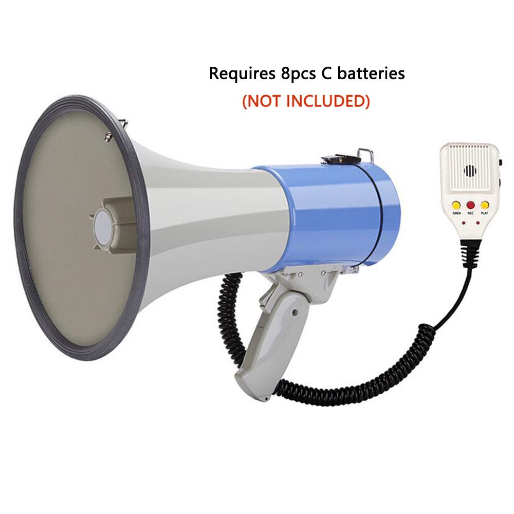

50 Вт Ручний мікрофон Bullhorn Bluetooth Запис Мегафон великого калібру з сиреною На відкритому повітрі Потужний динамік USB NO battery