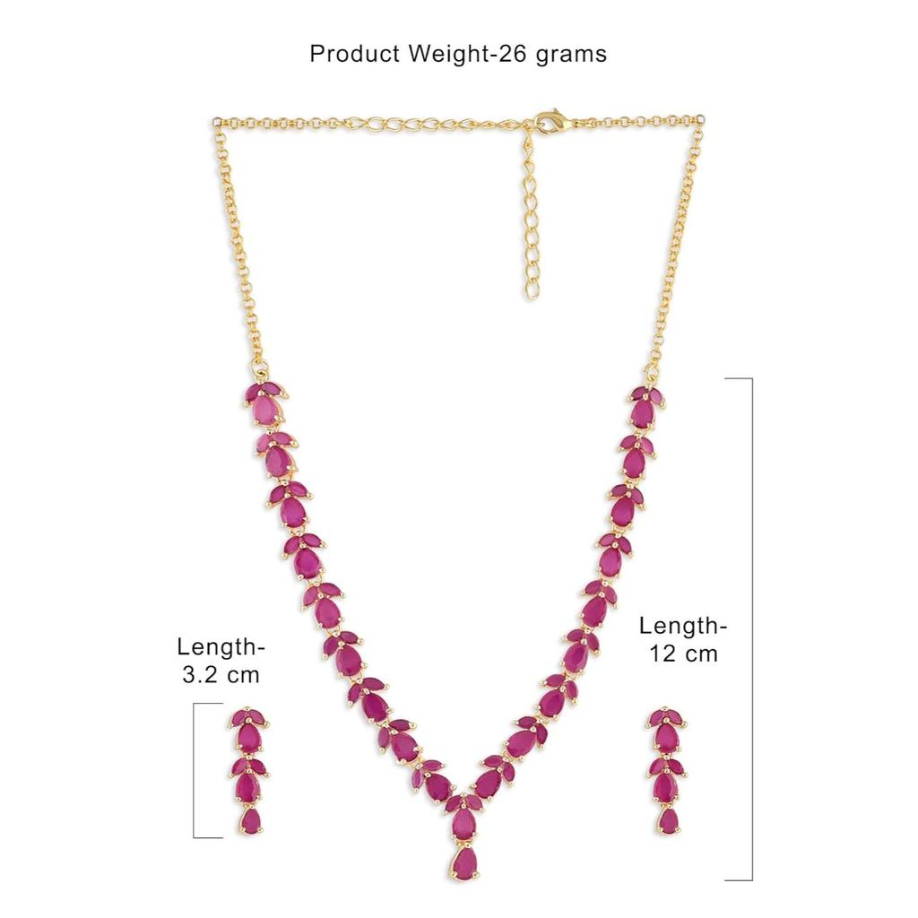 Delicate Ruby Necklace Set For Women