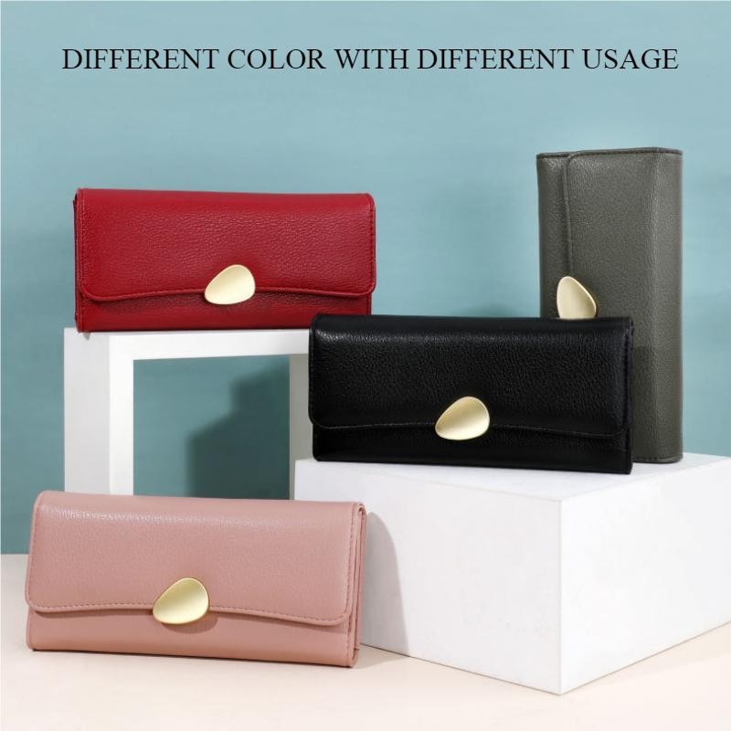 Classic Red Women Wallets PU Leather Trifold Ladies Purse Zipper Hasp Long Female Billfold Wedding Dinner Banquet Clutch Money Bag