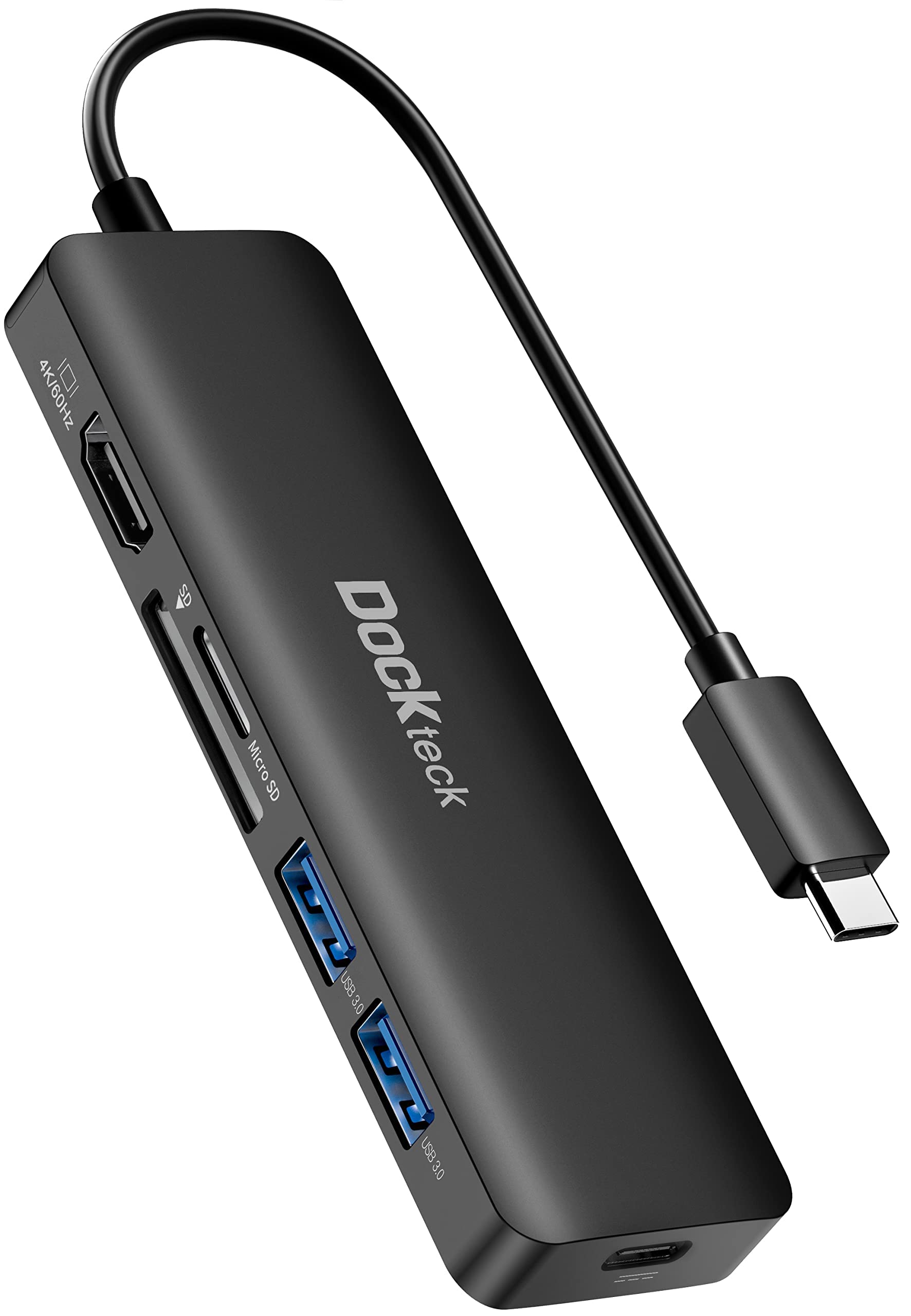 

Dockteck USB Type C Хаб Type C 4K 60 Гц Порт HDMI 100 Вт Порт PD 2 порта USB со слотом для карт Адаптер Совместим с MacBook iPad 6-в-1 3.0 SD/TF Type-C чёрный