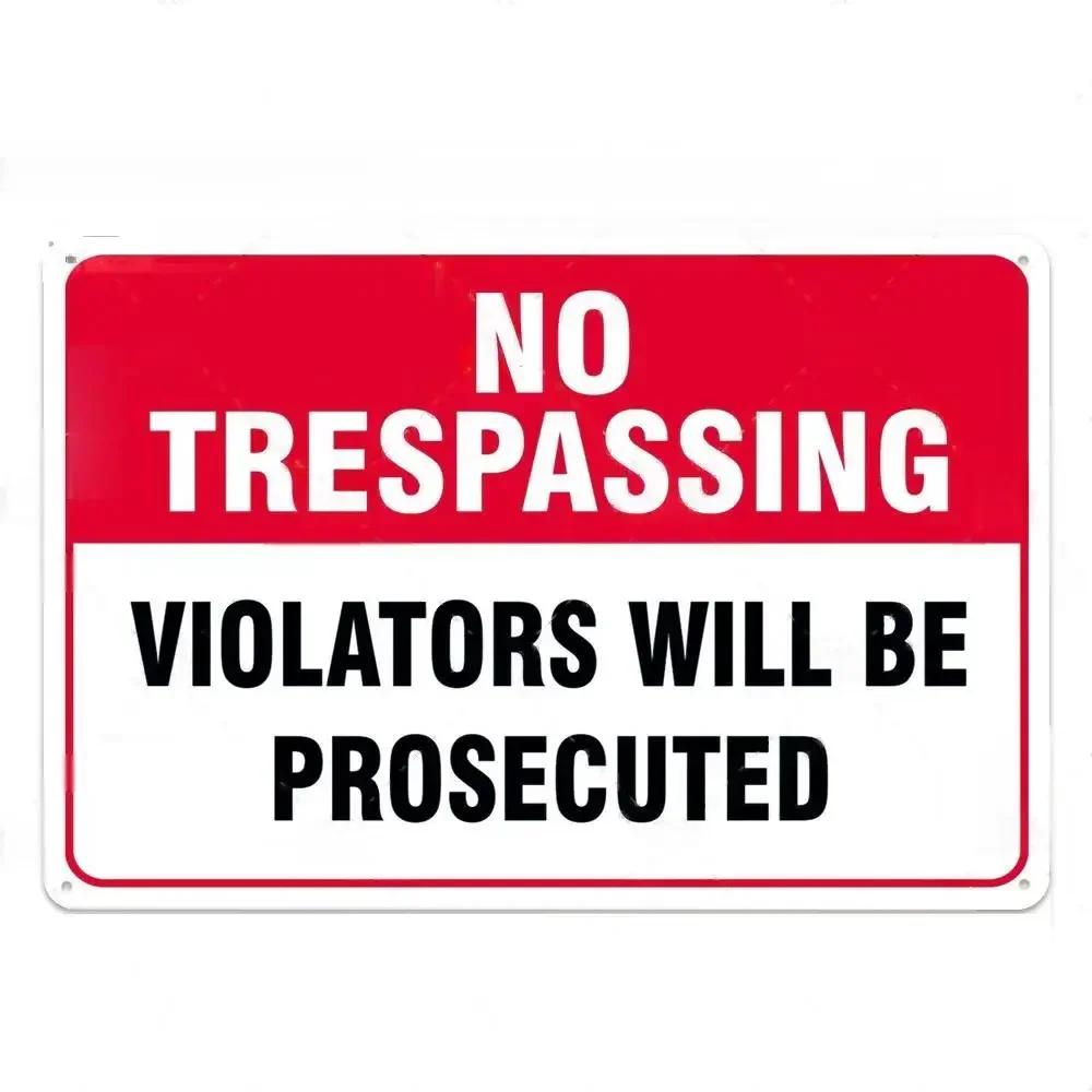 No Trespassing No Entry Private Property Warning Signs Public Garage Workshop Wall Decor Vintage Metal Sign 8x12 Inch