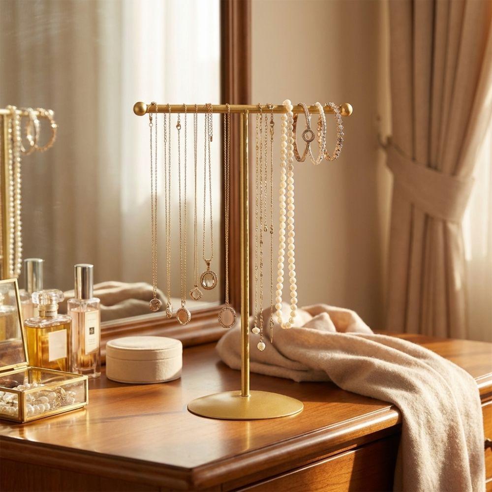 Horizontal Bar Jewelry Display Stand Metal Frame Jewelry Storage Rack Counter Display