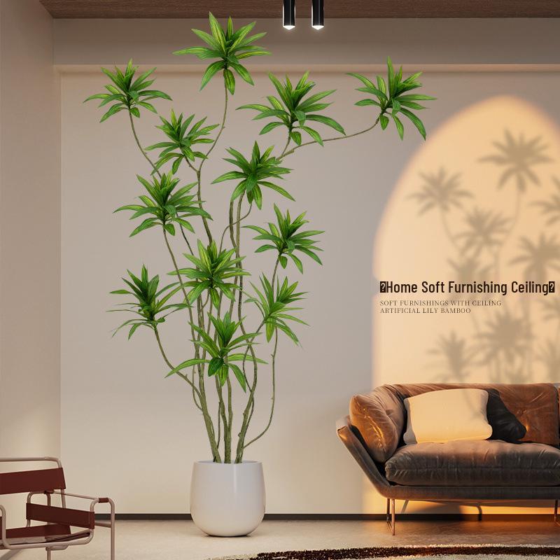 Luxurious Bionic Lily & Bamboo Indoor Decor: Large Artificial Greenery for Living Space