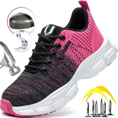 Fashion Breathable Women Safety Shoes Anti-smash Anti-puncture Steel Toe Sneaker Woman Outdoor Work Safety Boots Light Work Shoes Famale