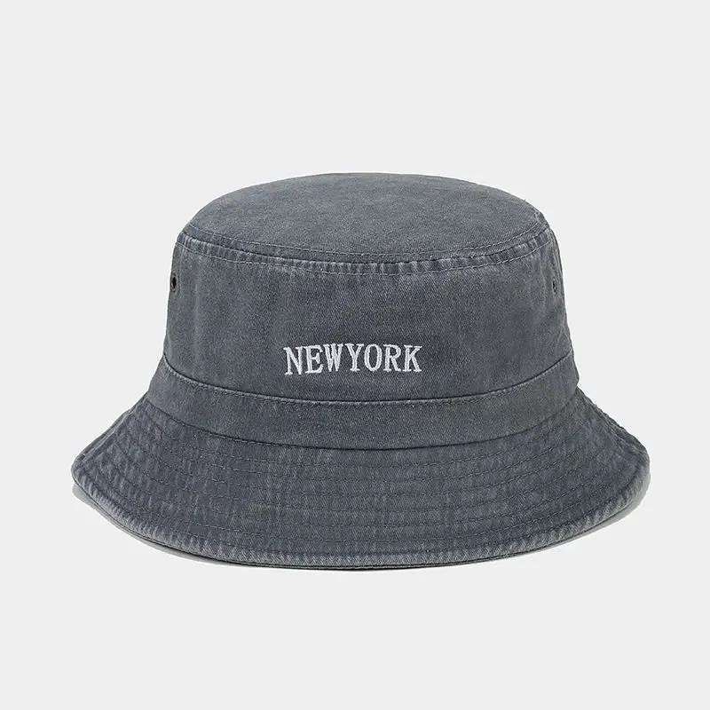 Spring and Summer Cotton Letter Bucket Hat Fisherman Hat Outdoor Travel Sun Cap for Men and Women 85