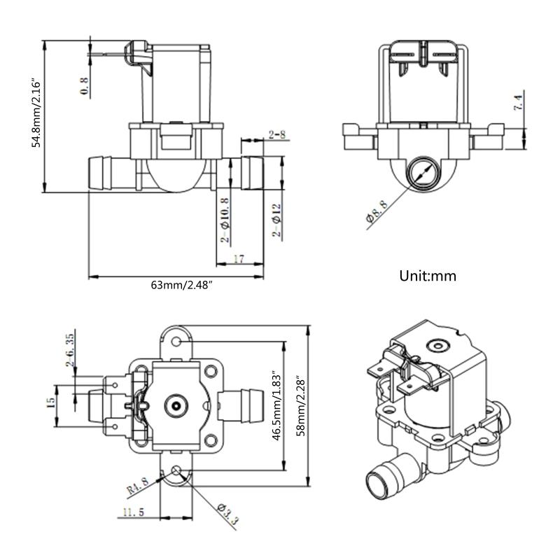 12/24/110/220V Magnetventil Wasser für Ventil, Zulaufwasser-Magnetventil für Ventil 1/2" Schnellanschluss für Wasserspender Wasserkocher