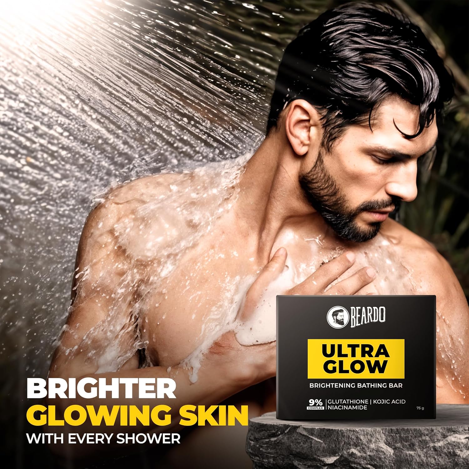 

Ultraglow Brightening Bathing Bar | 9% complex glutathione, niacinamide & kojic acid | Whitening Soap for men | Dermatologically tested 75g * Pack of 3